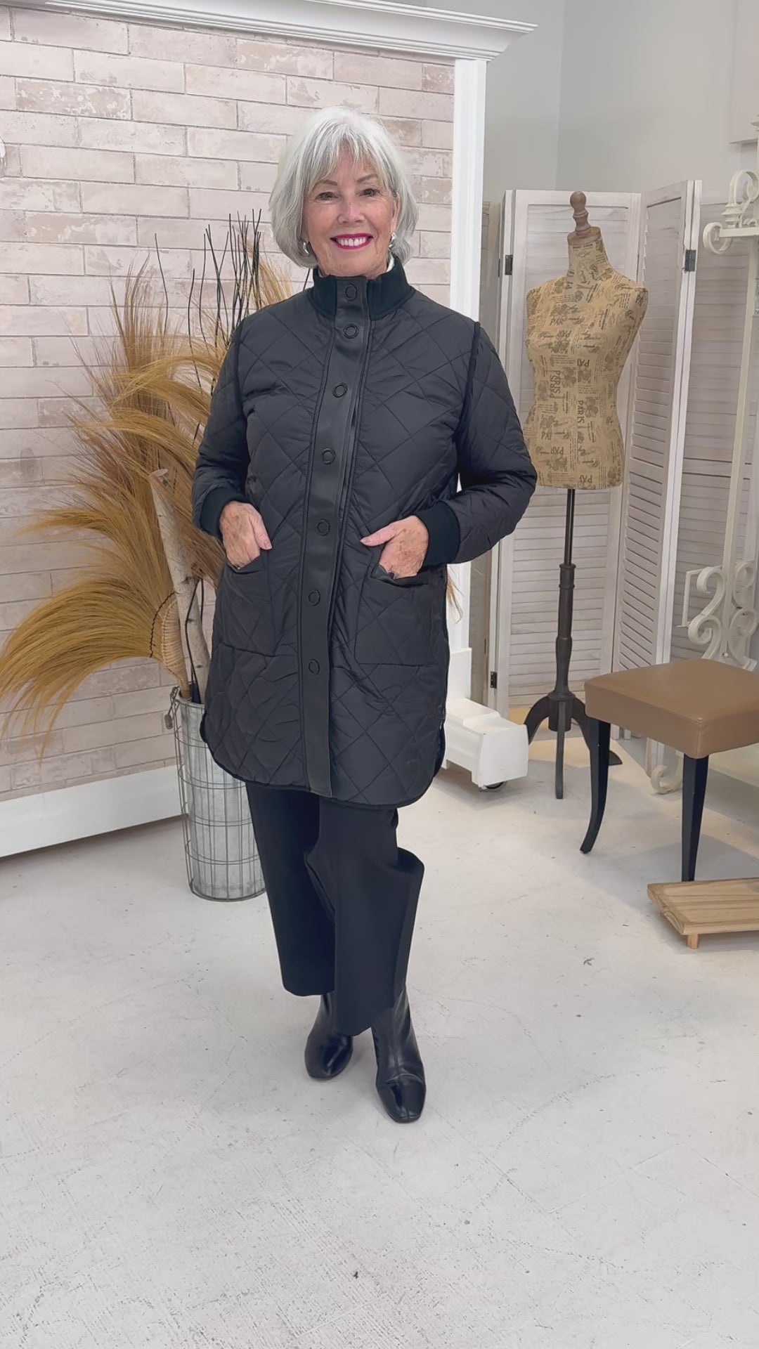 Charlie B - Iridescent Long Reversible Quilted Puffer Jacket - SALE