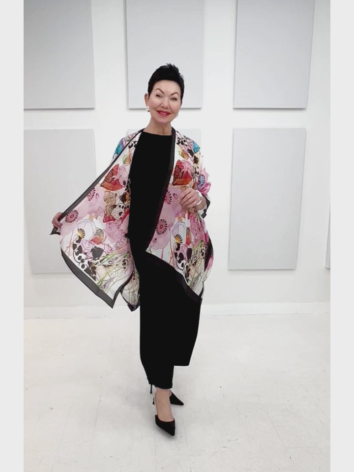 Coccon - Butterfly Garden Silk Long Kimono