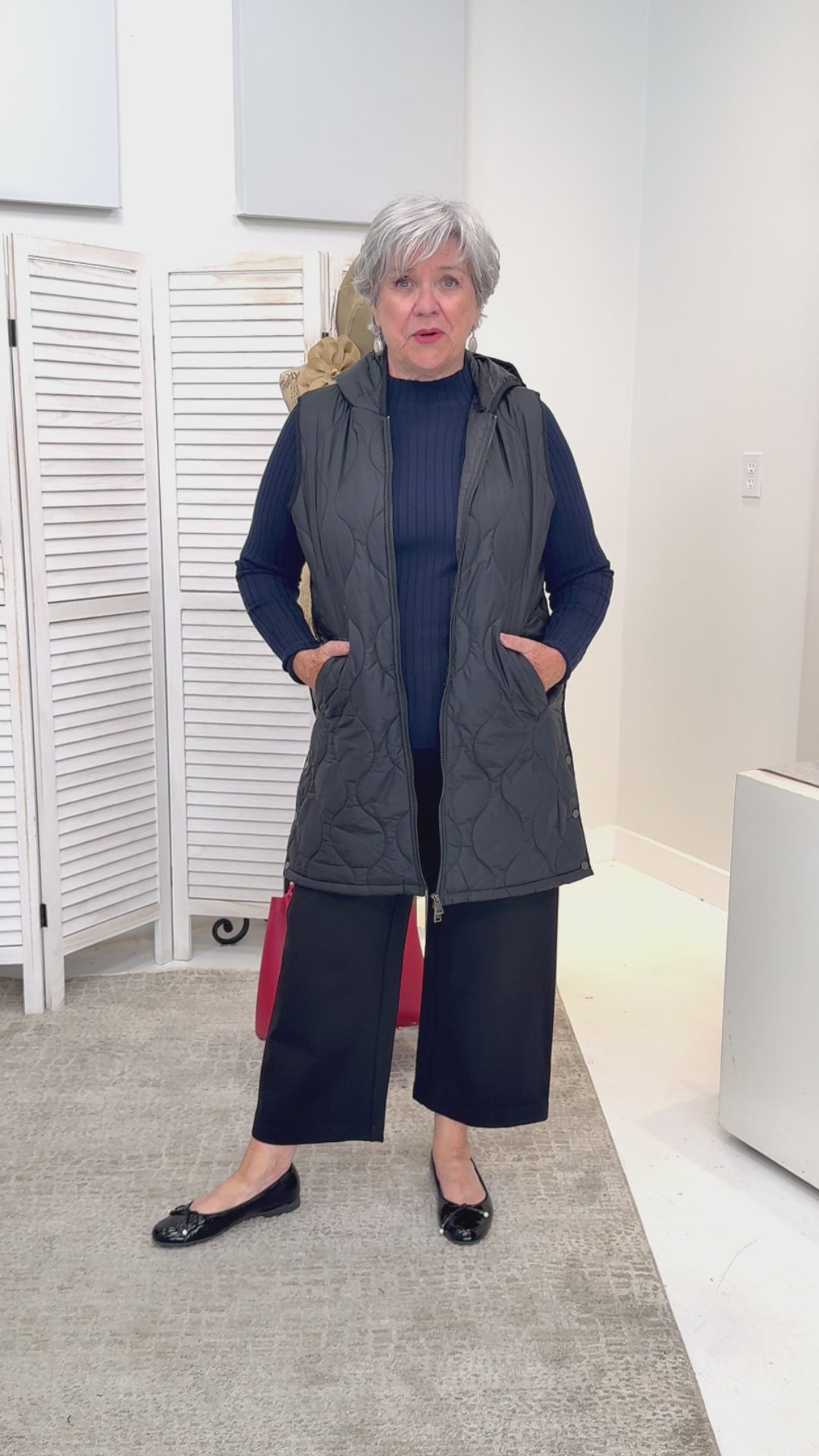 Charlie B - Pearlized Hooded Long Vest - SALE