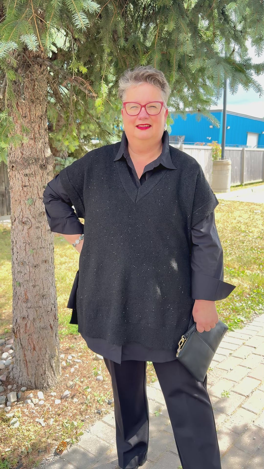 Joseph Ribkoff - Sweater Knit Sleeveless Tunic with Sequins