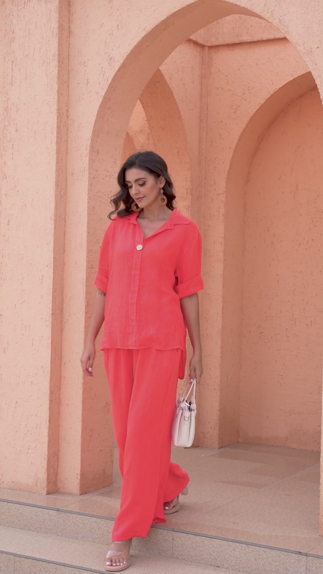 Orange - Faye's Button Short Sleeve Top