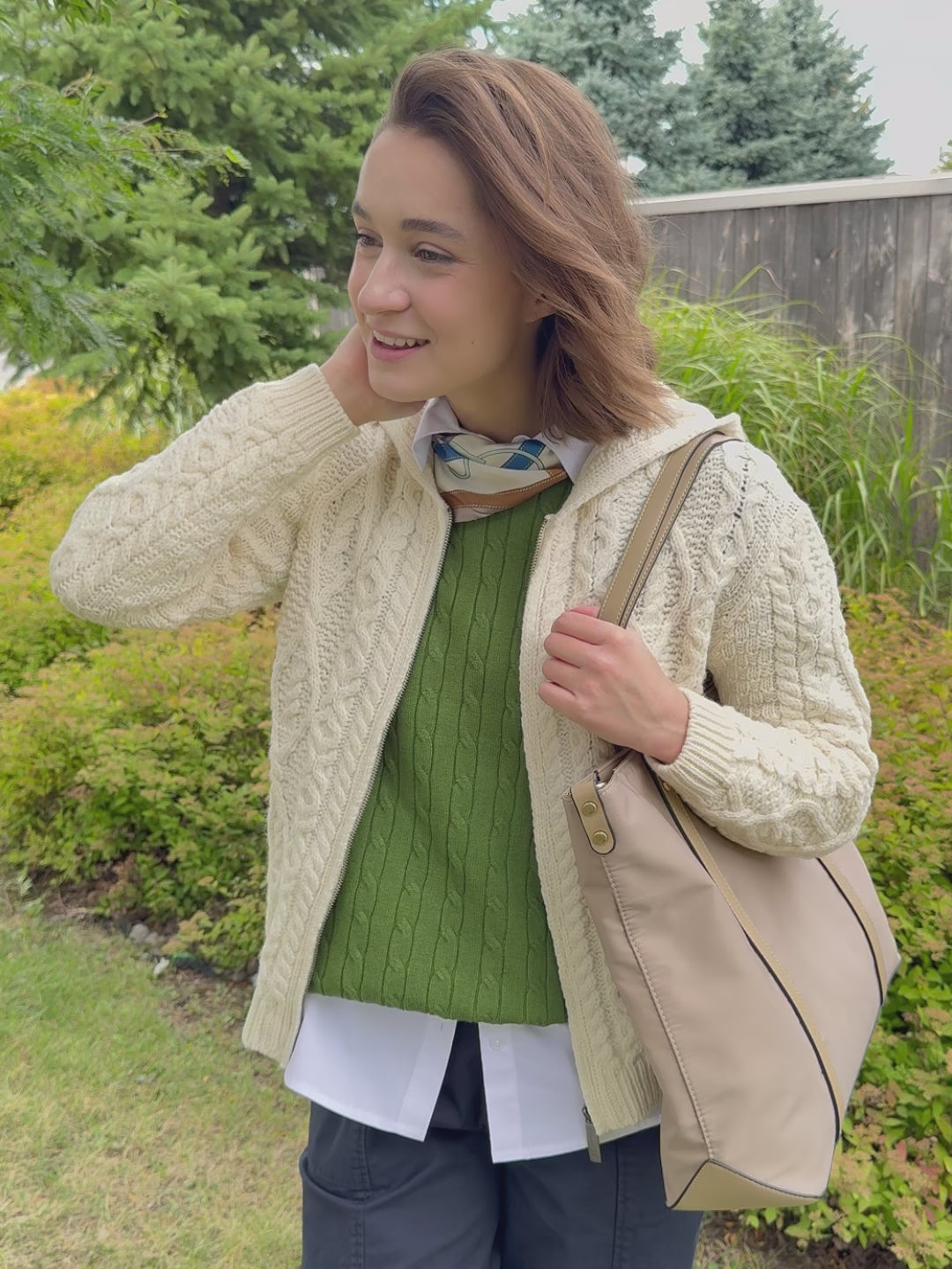 Irelands Eye - Ash Aran Zipped Hooded Jacket - SALE