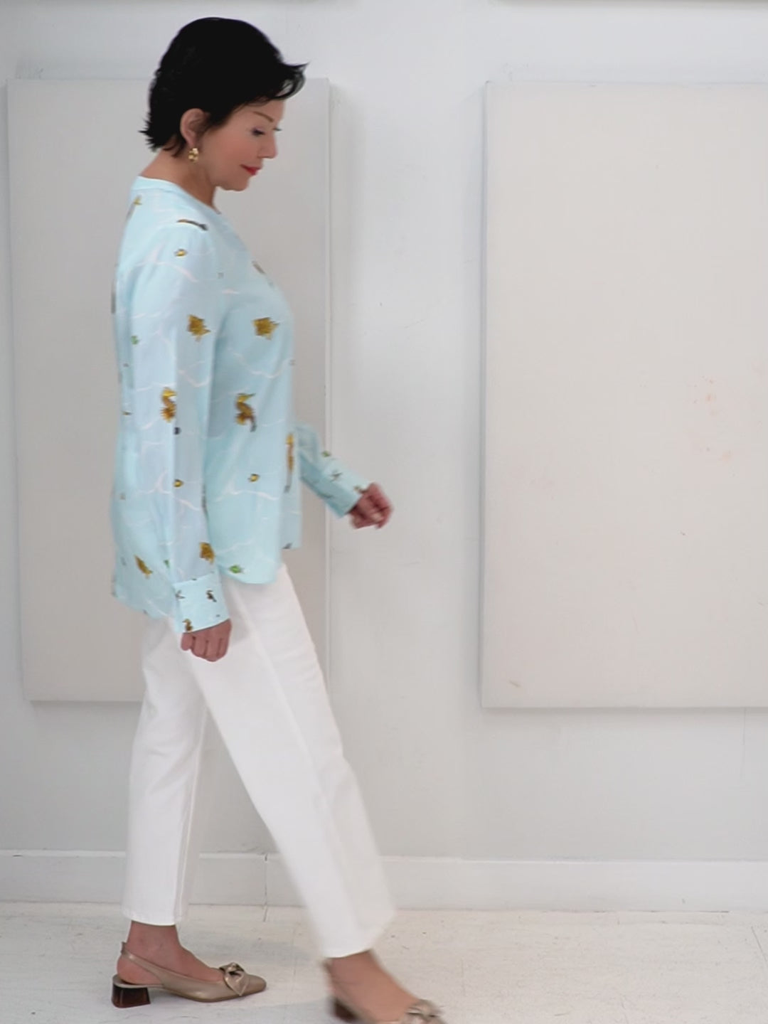 Herzen's - Silk Shellfish Seahorse Print Blouse