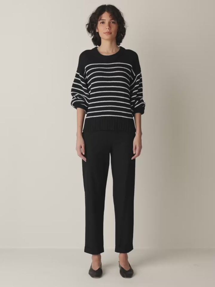 Eileen Fisher - Peruvian Organic Cotton Cord Crew Neck Striped Top