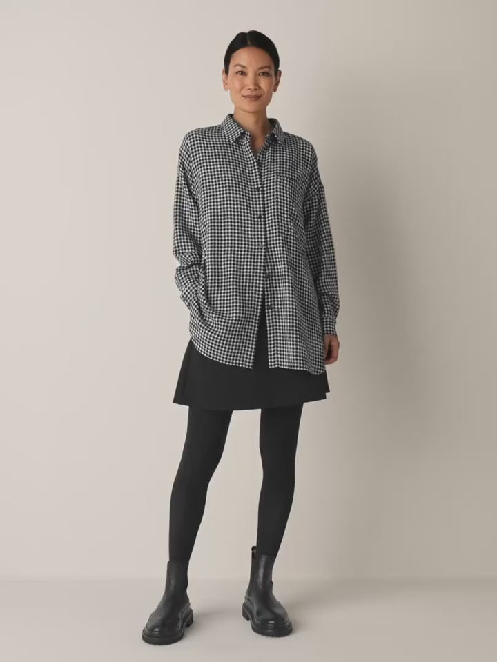 Eileen Fisher - Wool Cotton Check Classic Collar Long Shirt