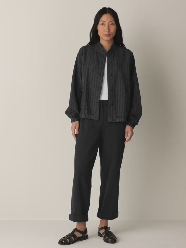 Eileen Fisher - Cotton Blend Stripe Stitch Flight Jacket