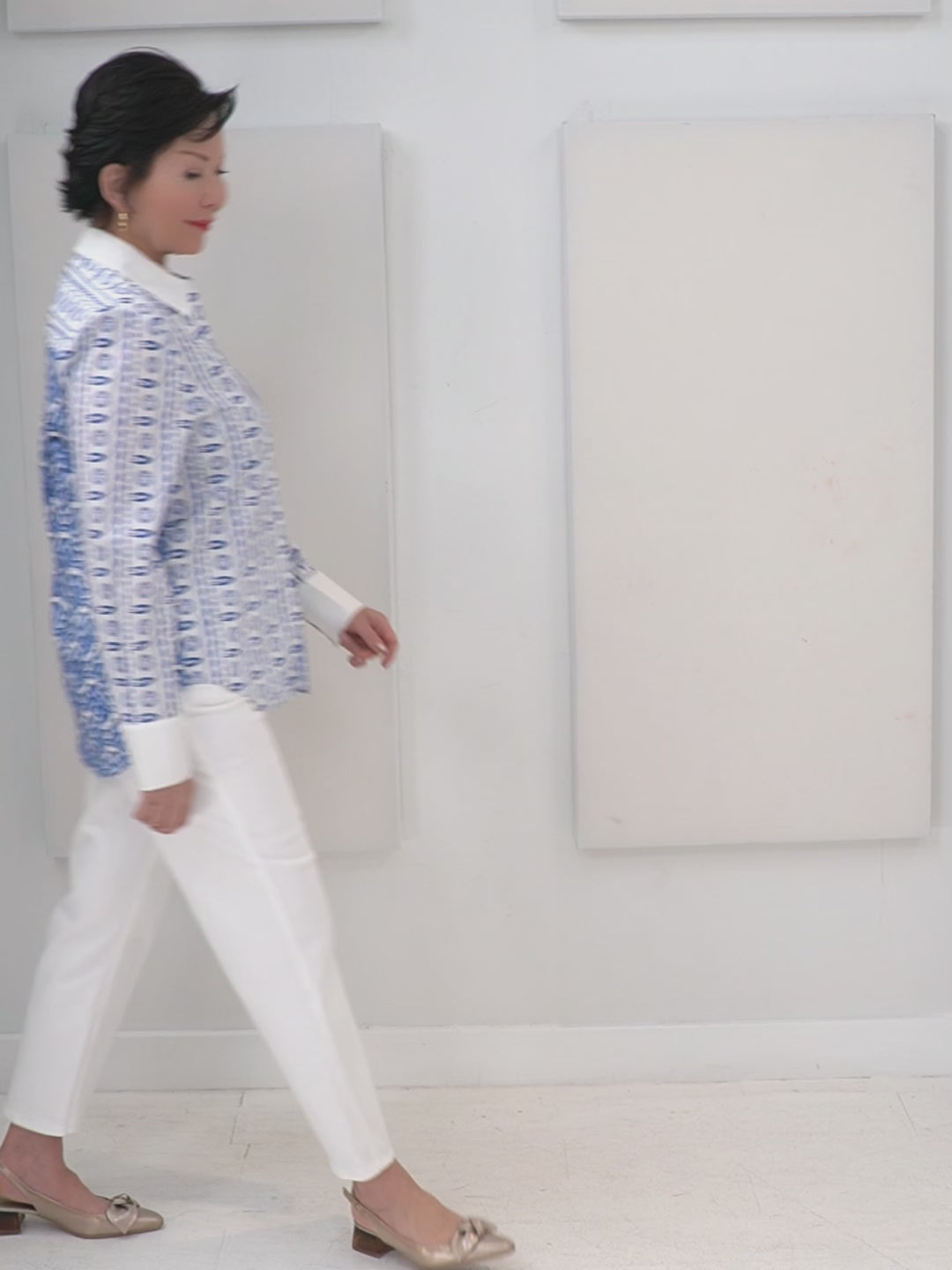 Herzen’s - Cotton Mosaic Wave Pattern Blouse