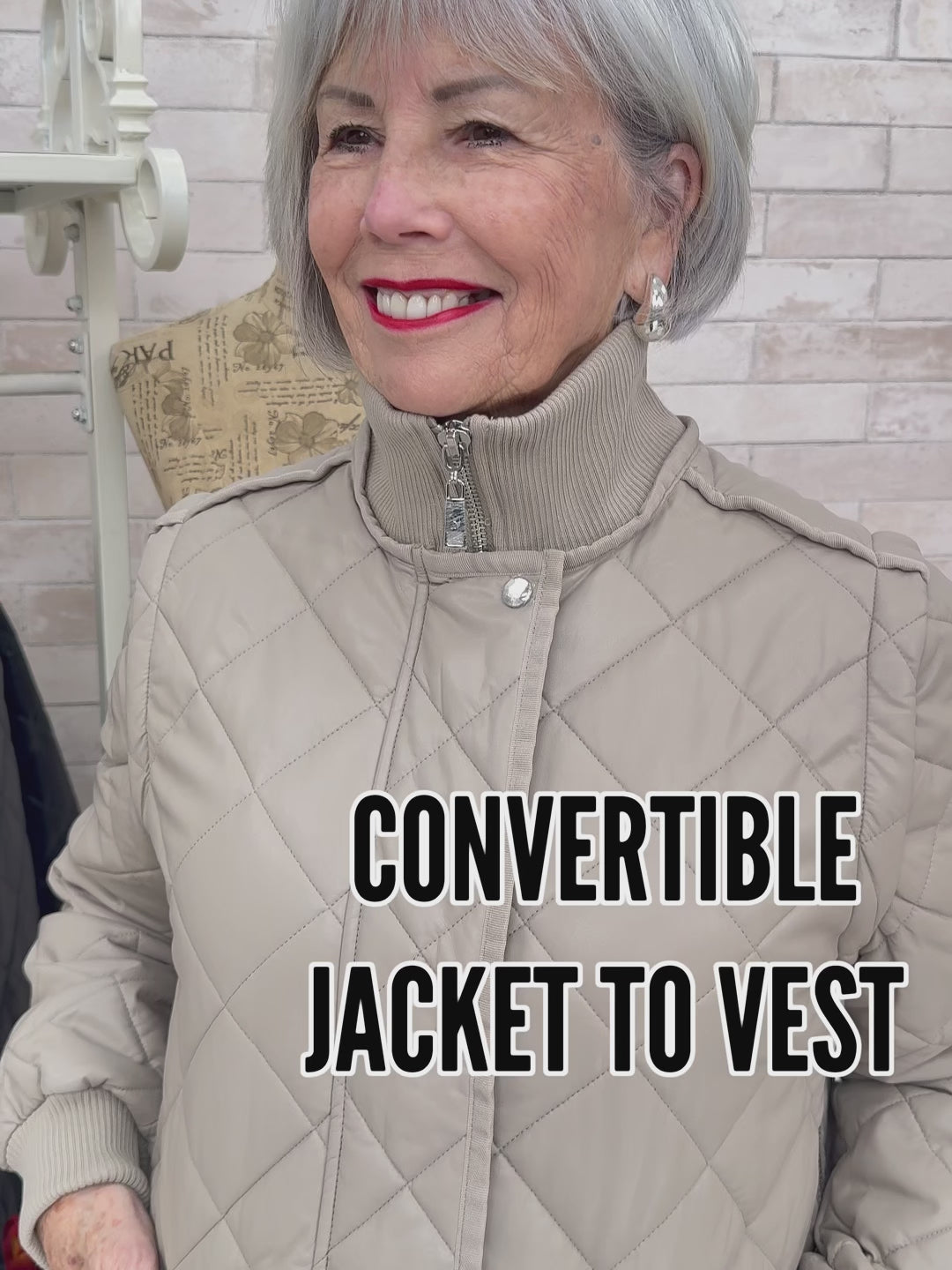 Nikki Jones - Vegan Leather Quilted Convertible Jacket to Vest - SALE