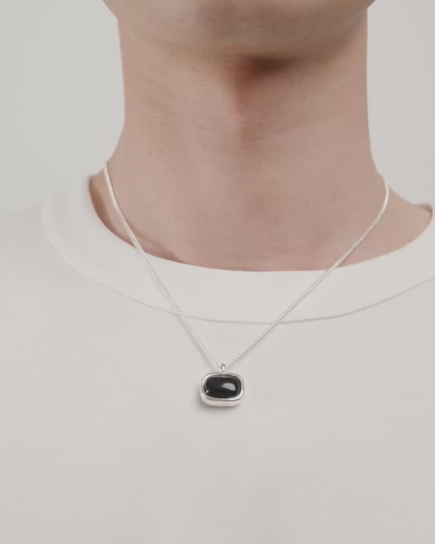 Pilgrim -  NOW Recycled Black Agate Pendant Necklace