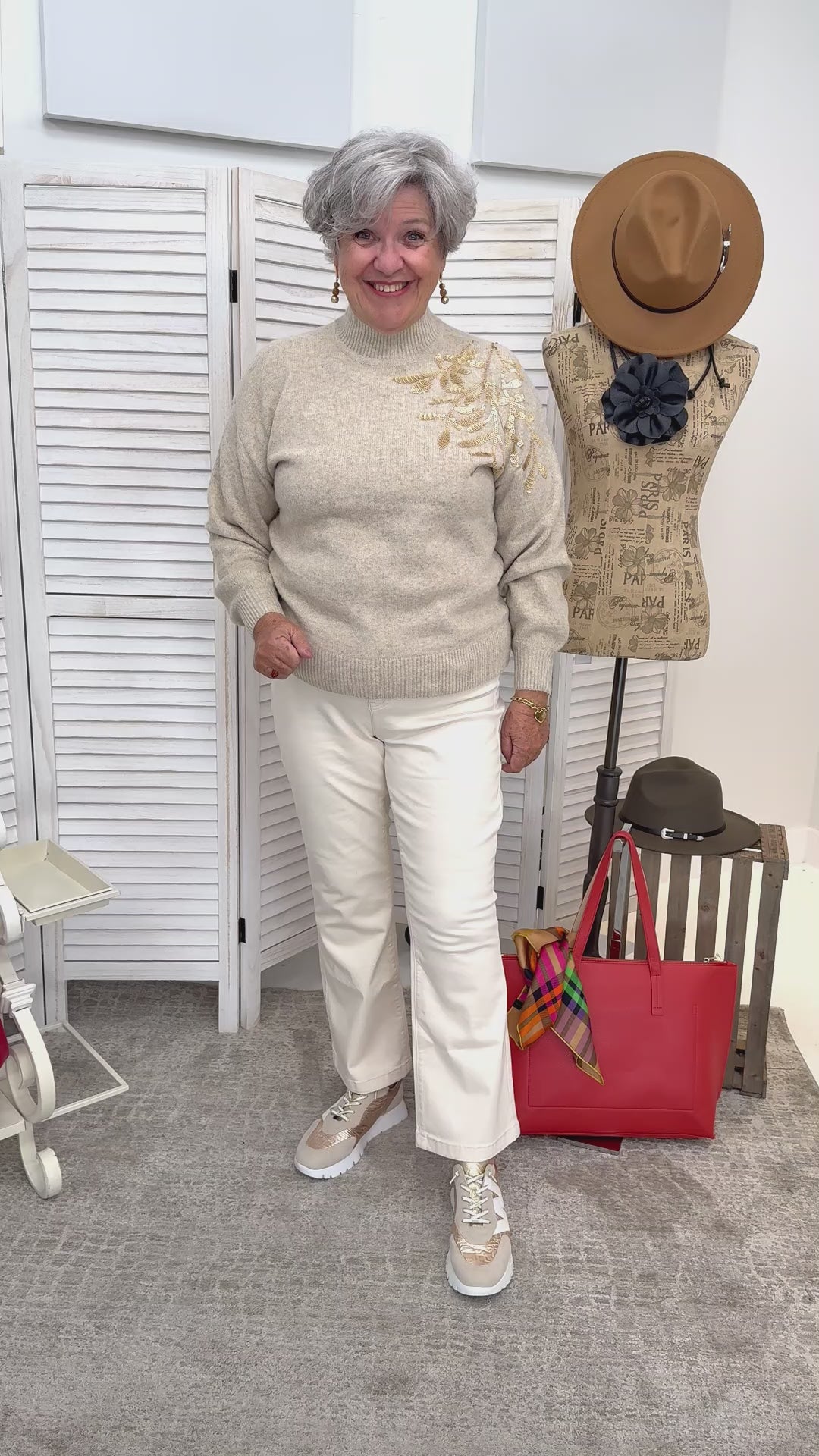 Charlie B - Sequin Detail Mock Sweater - SALE