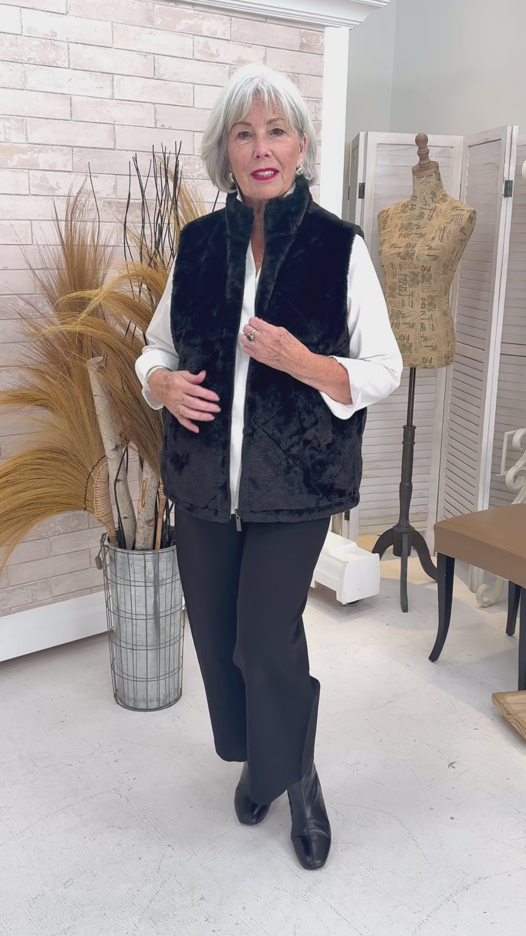 Charlie B - Printed Reversible Quilted Faux Nylon Vest - SALE