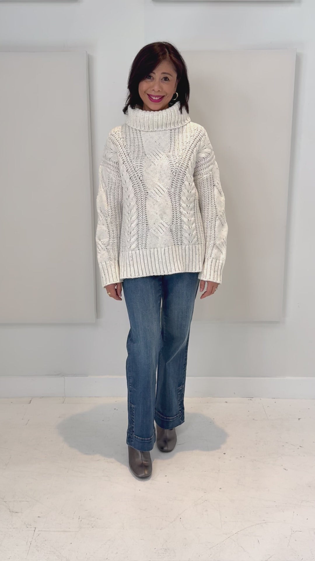 French Dressing Jeans - Cabled Cowl Neck Sweater - SALE