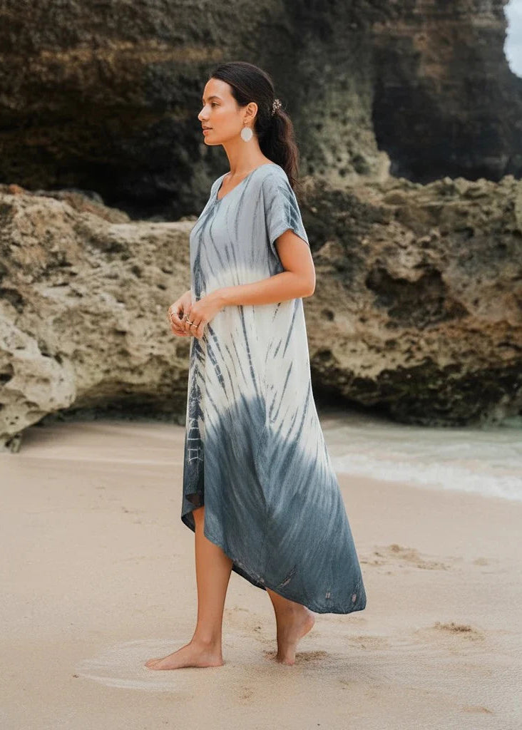 Suzie Blue - Tie Dye Kaftan Beach Dress - GIFT WITH PURCHASE