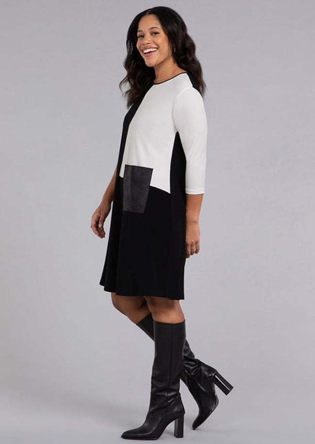 Sympli - Color Block Dress with Patch Pocket