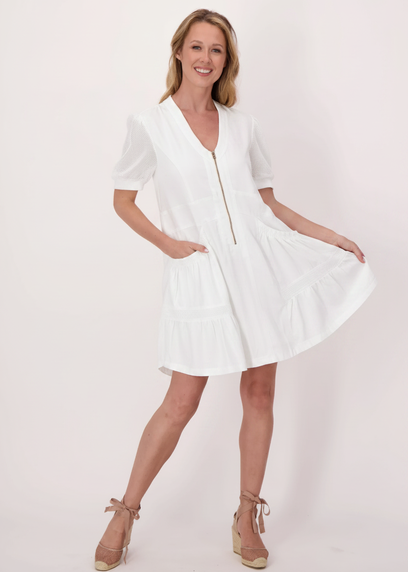 Gabby Isabella - Tiered Mesh Insert Short Sleeve Dress - SALE
