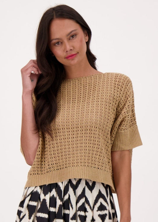 Gabby Isabella - Open Knit Honeycomb Sweater Top