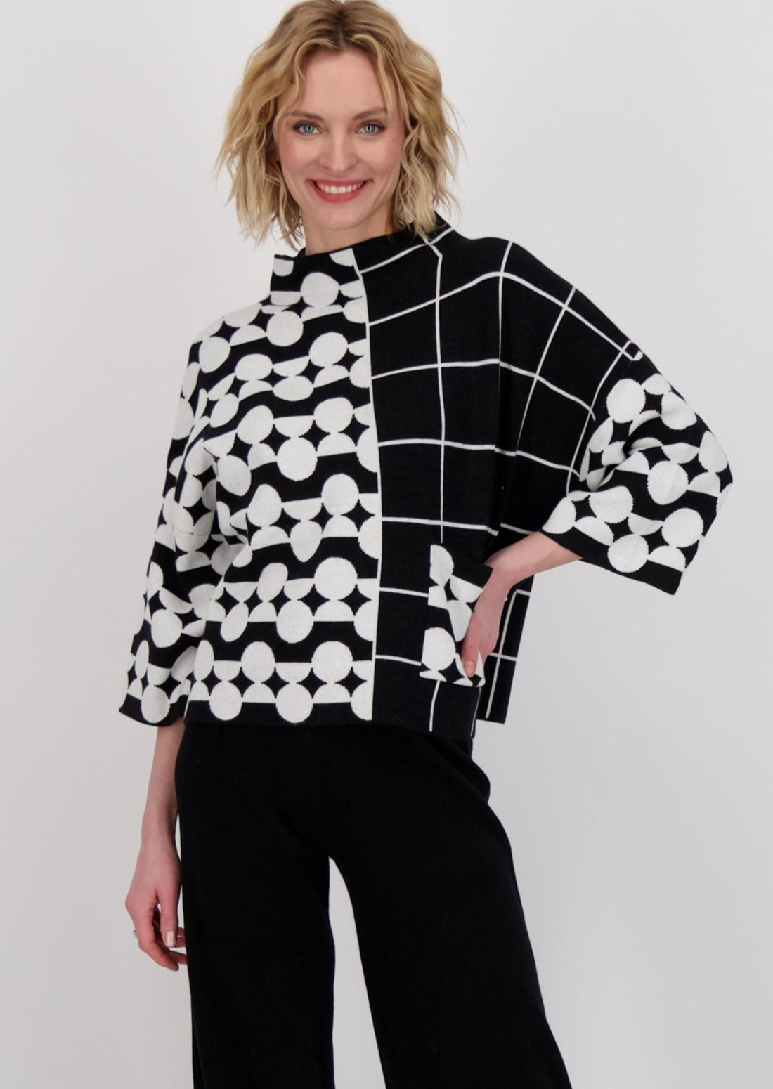 Gabby Isabella - Mock Neck Knit Crop Sweater