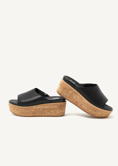 FitFlop - Eloise Cork-Wrap Leather Wedge Slides