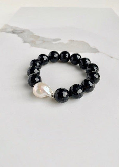 Wanted - Gwen Faceted Bead Baroque Pearl Stretch Bracelet