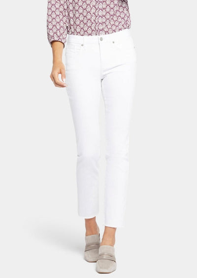 NYDJ - Sheri Slim Ankle Jeans With Frayed Hems - Optic White