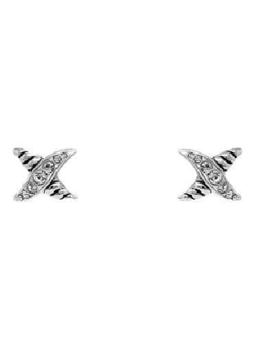 Oori - X Shape Silver Crystal Earring
