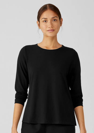 Eileen Fisher - Stretch Jersey Knit Crew Neck Top