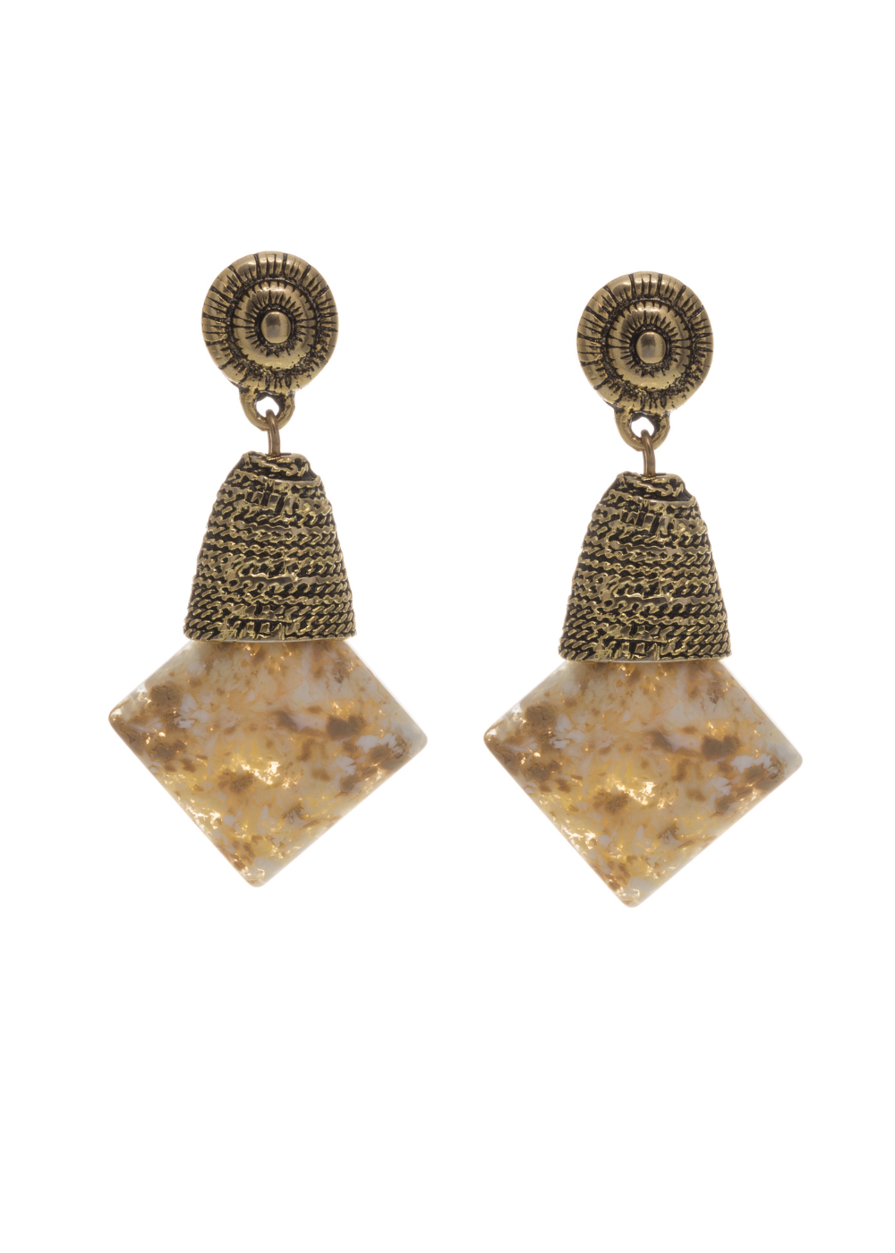 Merx - White Triangle Stone Earrings (Gold)